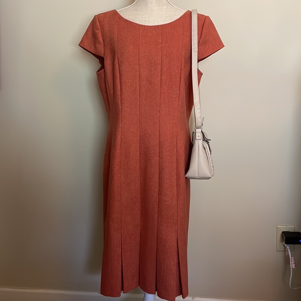 Talbots deep orange tweed Midi Dress